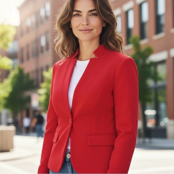 Gibson Notch Collar blazer, Red - Picture 2 of 6